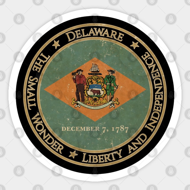 Vintage Delaware USA United States of America American State Flag Sticker by DragonXX